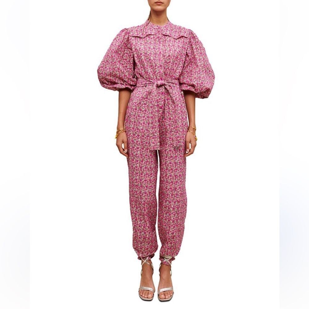 Maje Pink Floral Jumpsuit eyelet cotton one piece $565 NWT 42 XL - Picture 2 of 13